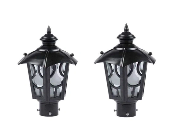 Das-GL-P Lighthouse Metal Black Umbrella Decorative Exterior Outdoor/Gate/Garden/Pillar Lights Lamp (Pack of 2) - Black, NA